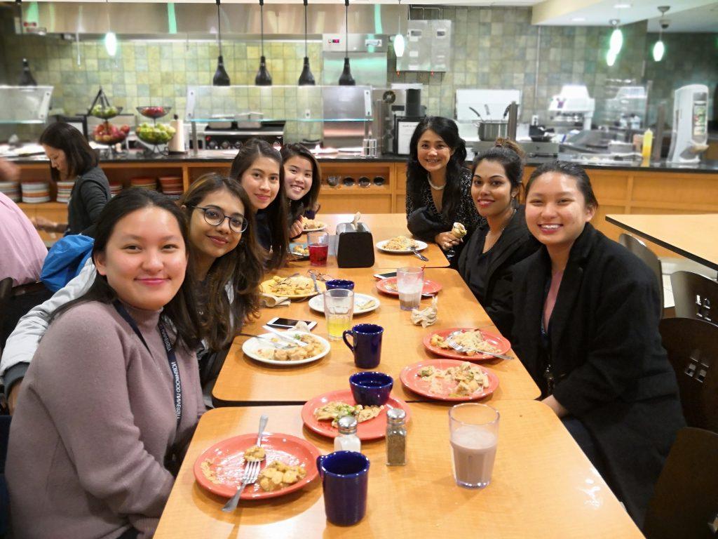 The International Student Organization eating in the Mid-Cafe